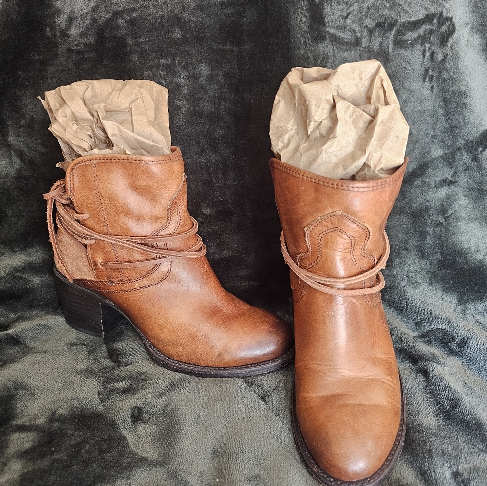Freebird By Steven Casey Brown Leather Ankle Boots